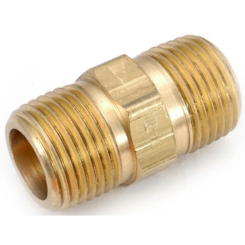 Anderson Metals 56122-08 Brass Pipe Fitting, Hex Nipple, 1/2″ x 1/2″ NPT Male Pipe