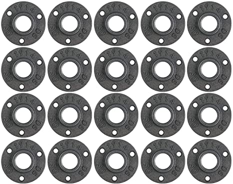 1/2″ Floor Flange 20 Pack, Pipe Fittings Flanges 1/2 (0.5) inch with Threaded Hole Industrial Vintage Style Decoration for DIY Project Shelving Furniture